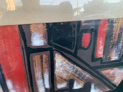 Walt Simmons Signed Vintage Framed Art On Board Abstract Painting 32X26″