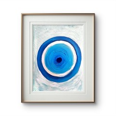 Blue Evil Eye Painting Original Acrylic Abstract Spiritual Protection Art