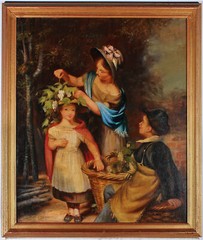 E. D. K – Late 19th Century Oil, Bonnet Decorating