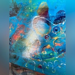 Original UFO Octopus Painting UAP galaxy Art Fun Unique Space Decor spaceship US