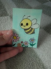 Aceo Original Watercolor Bee Painting| #2 Of 3 Insect Collection