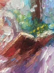 Original Oil Painting in Frame Girl Book Flowers Miniature 6x4in