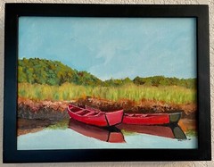 Original Painting Costa Rica Boats By Karen Zumbrun 9 x 12″ Framed Oil Painting