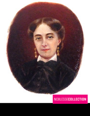 SIGNED ANTIQUE 1850s FRENCH MINIATURE HAND PAINTED GOUACHE WOMAN PORTRAIT