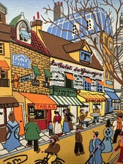 French Street Scene Painting Sacre Coeur Montmartre Paris Folk Art Style Signed