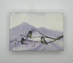 Sandra Garlick’s Original Watercolors Print On Canvas Birds Used Good Condition