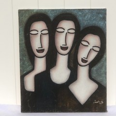 THREE SISTERS painting inspired by Amedeo Modigliani signed by Cardenez 24×20