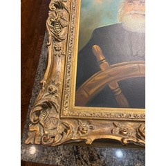 Kim Benson Sea Captain Oil Painting Ornate Gold Frame Nautical Portrait 30×32