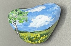 HAND PAINTED RIVER STONE ART “ Nature w Saying“ by Yellow Paw Collectible Rocks