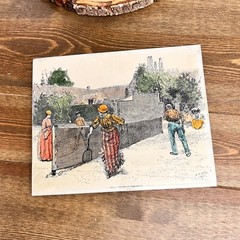 Etched Engraved Painting of Tennis Match by Edwin Abbey on Porcelain 1887