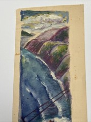 Jo Cain PAINTING ANTIQUE WPA MURAL STUDY LISTED AMERICAN REGIONALISM MAN MEN