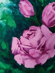 Original Rose Oil Painting Pink Flowers Wall Art Floral Canvas Art 16 x 12 in.