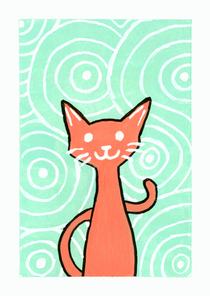 ACEO Original Cat Kitty Kitten Pet Miniature Painting Animal Art OneCraftyLady