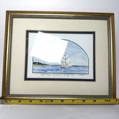 RV Prosser Watercolor Painting signed Framed Schooner Shenandoah Off West Chop