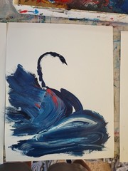 Swan Silhouette Vibrant Abstract Expressionism Gallery Paper Painting 11×14
