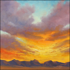 Love Art Original Oil Painting Arizona Landscape Southwestern Distant Sunset Sky