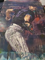 STEPHEN HOLLAND RANDY JOHNSON EMBELLISHED AND STRETCHED- LIMITED TO 99! 27’x39′
