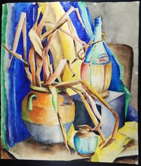 ARTIST G.D. ERVIN SIGNED ORIGINAL PAINTING WATERCOLOR 1920s 22×25 VINTAGE