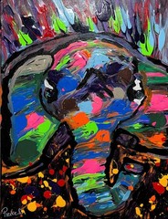 The Gentle Giant Within 20×16 Canvas Acrylic Abstract Impressionism