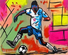 Messa Art: Soccer- Original Painting 11×14 Acrylic on Canvas Sports Kids Decor