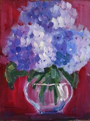 Hydrangea Oil Painting Small Flower Original Wall Art Floral Painting Home Decor