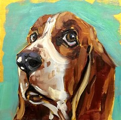 Original Oil Painting Basset Hound Dog Pet Animals Art Signed MADE TO ORDER