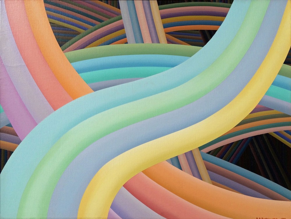 „CONDUIT“, acrylic on linen, 18″ x 24″, 1996, Wires, Wiring, Tube, Tubing, Tubes