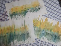 1 Set of 3 Paintings, Acrylic On Paper. 26 By 15 Inches.