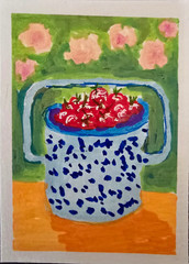 ACEO ATC Original OOAK Still Life Flowers Painting On Paper Unframed