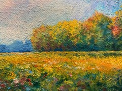 Autumn Field Landscape Oil Painting Textured Impressionist Art Andrew Semberecki
