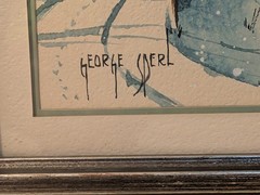 Vtg Watercolor Painting By George Sperl Covered Bridge Rural Indiana Landscape.