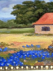 Sam Moore Original Oil Painting Texas Bluebonnets Hill Country Framed Ready Hang