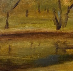 Autumn Park Oil Painting, Vintage Landscape with Trees and Path, Warm Fall Color