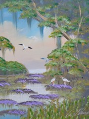 Al Black, Florida Highwaymen, Oil On Masonite Painting