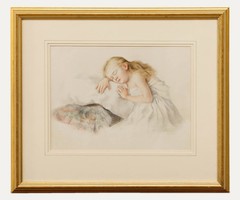 French School 19th Century Watercolour – Sweet Dreams