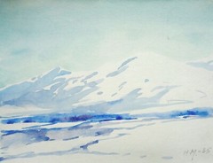 Herberts Mangolds – Ice breaker 1965, paper, watercolor, 16×21 cm