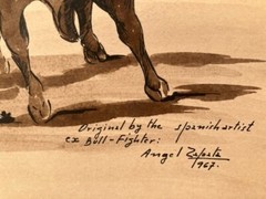Vintage BULLFIGHTING Painting DRAWING Angel ZAPATA Bullfighter Matador Bullfight