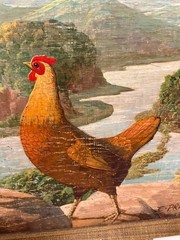 A. EMIL PRINZ (American, born 1856) Roosters Painting Landscape On Board Signed