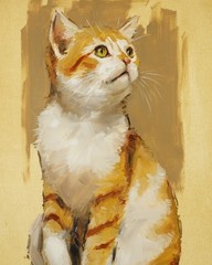 Original art – Oil painting – ginger cat / kitten portrait by UK artist j payne