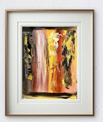 JANICEART Original Abstract Gold Brown Earthtone Paper 9×12 Acrylic Wall Art