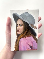 Woman Portrait Original Acrylic Painting Small Size 4 x 6 Inches