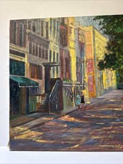 Antique Impressionist Painting Urban Landscape City Streets Wpa Large Oil Scheu