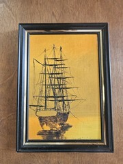 Harold Shinnick signed Nautical Clipper Boat Framed Original Oil Canvas Painting