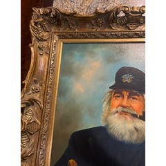 Kim Benson Sea Captain Oil Painting Ornate Gold Frame Nautical Portrait 30×32