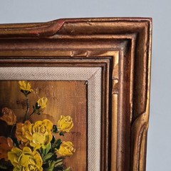 Robert Cox Original Canvas Oil Painting Floral Signed Framed 7.5”x9.5”