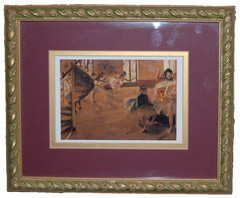 VINTAGE FRAMED SMALL ART GALLERY EDGAR DEGAS COLOR PRINT „THE REHEARSAL (1877)“