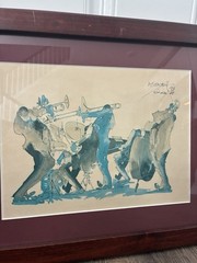 Leo Meiersdorff 1976 Jazz Matted Watercolor Signed Limited Ed. Print With Frame
