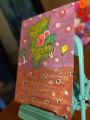 Original Aceo Painting Zombie Bart Simpson Low Brow Blood Donation Severed Hand