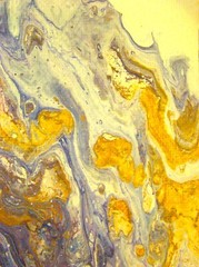 LAVENDER FLOE Acrylic Abstract Flow Painting ACEO ATC 2.5 x 3.5 inches