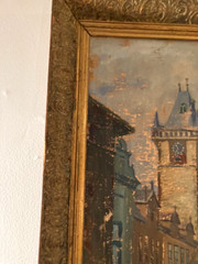 Large rare painting of PRAGUE Praha by Karel Hynek Tršický CZECH Czechoslovakia